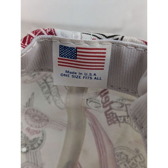 Vintage Harley Davidson 1991 VERNE HOLOUBEK Allover Logo Red Black White Hat Cap - Picture 8 of 11